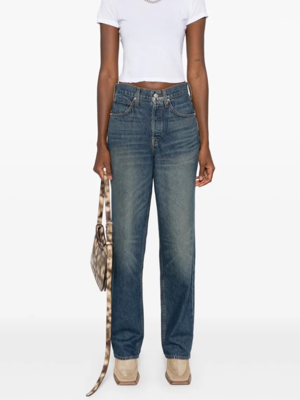 Cotton Citizen High-Rise Straight Leg Women's Jeans in Washed Blue